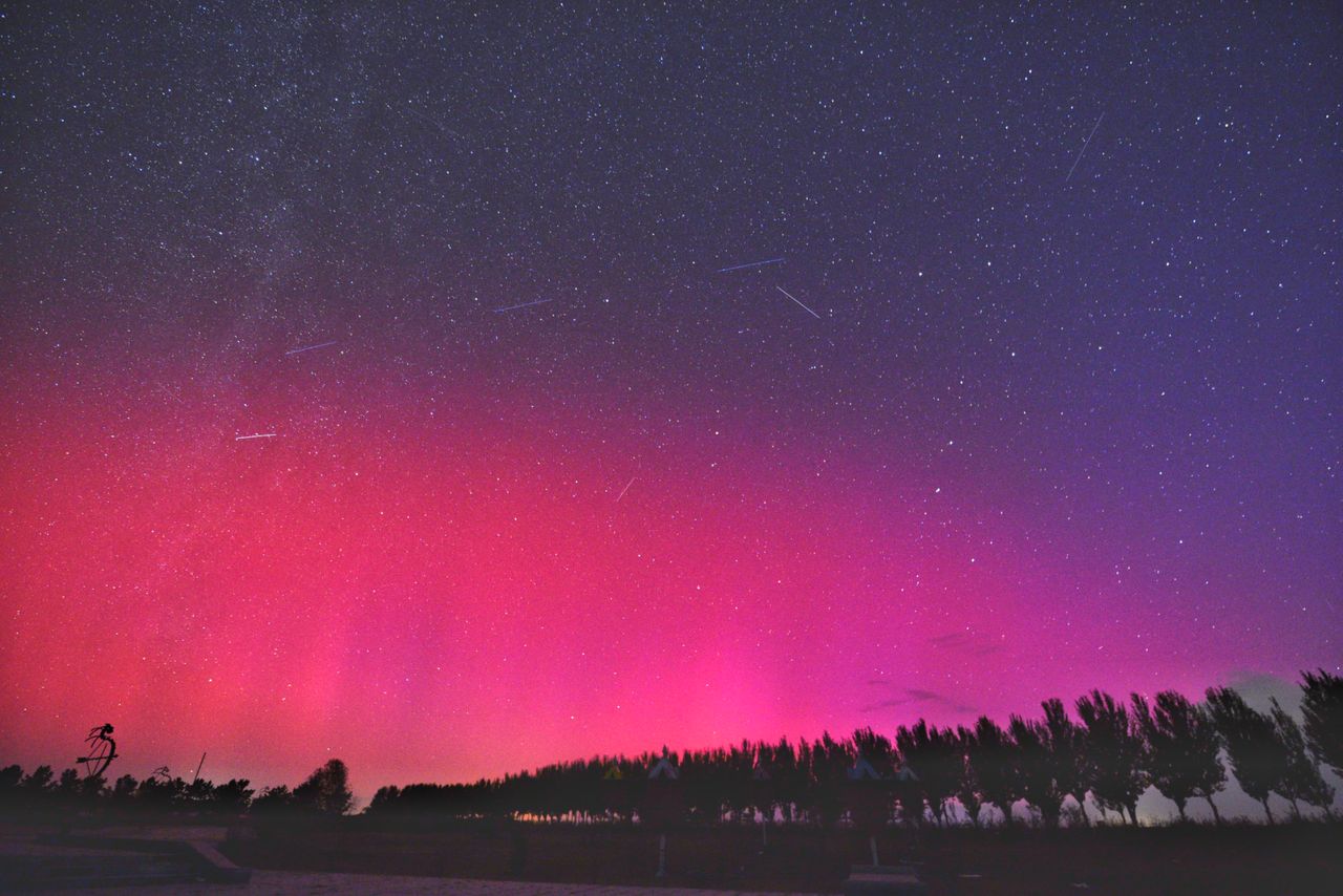 The lights are seen in Daqing, Heilongjiang Province of China.