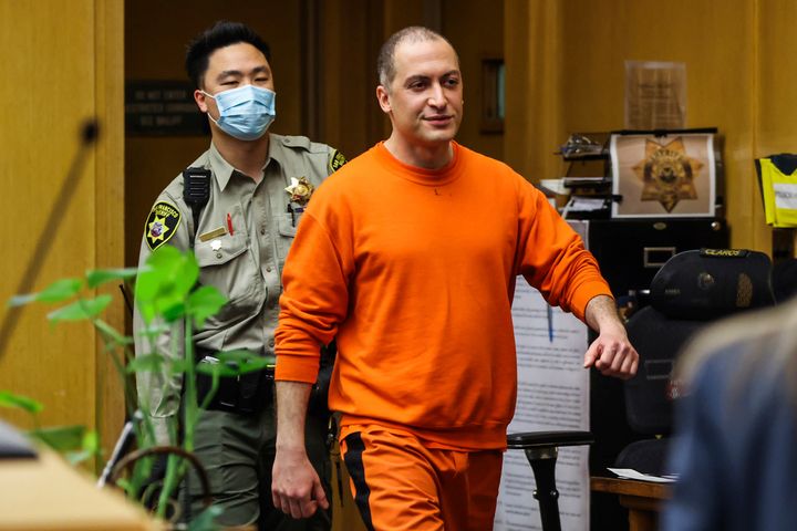 Nima Momeni, the man charged in the fatal stabbing of Cash App founder Bob Lee, makes his way into the courtroom for his arraignment in San Francisco, May 2, 2023.